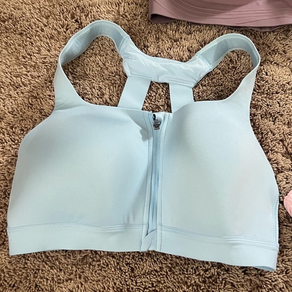 Set if 3 38C large all in motion sports athletic bras pink blue purple zip front - Picture 3 of 11
